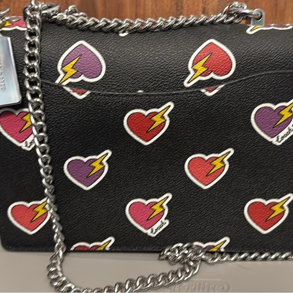 Coach Black Bag with Heart and Lightning Print - Picture 3 of 4